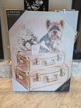NWT District Pink Glitter Pet & Luggage Wall Art by District